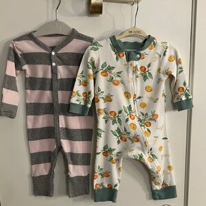 Striped Gray and Pink  and Orange and Green Kids Pajama Footies